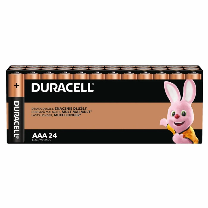 Батарейки КОМПЛЕКТ 24 шт., DURACELL Basic ОРИГИНАЛ, ААА (LR03, 24А), алкалиновые, мизинчиковые 456994 - фото 337540