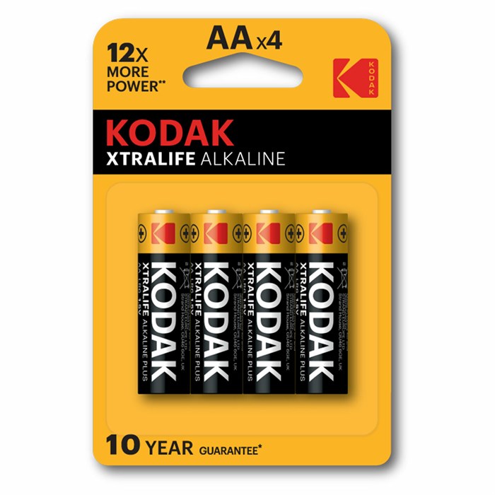 Батарейки алкалиновые "пальчиковые" КОМПЛЕКТ 4 шт., KODAK Xtralife Alkaline, АА (LR6, 24А), блистер 457385 - фото 337693