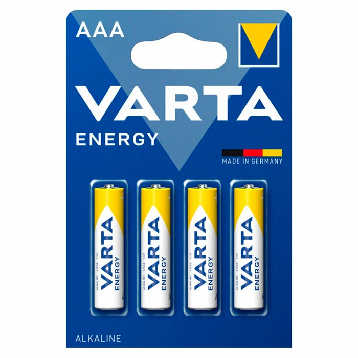 Батарейки алкалиновые "мизинчиковые" КОМПЛЕКТ 4 шт., VARTA ENERGY, ААА (LR03,15А), блистер 457402 - фото 337822