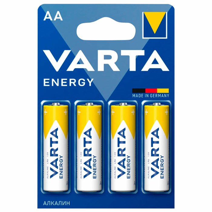 Батарейки алкалиновые "пальчиковые" КОМПЛЕКТ 4 шт., VARTA ENERGY, АА (LR6, 24А), блистер 457405 - фото 337825