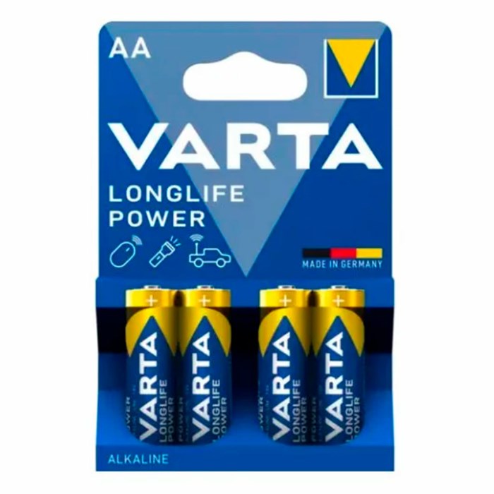 Батарейки алкалиновые "пальчиковые" КОМПЛЕКТ 4 шт., VARTA LONGLIFE POWER, АА (LR6, 24А), блистер 457412 - фото 337832