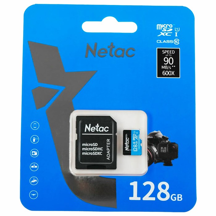 Карта памяти microSDXC 128 ГБ, NETAC P500 Standard, UHS-I U3, 128 Мб/с, (class 10), NT02P500PRO-128G-S 514056 - фото 338077