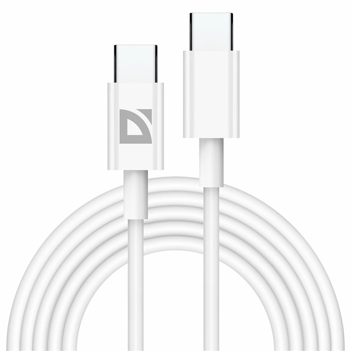 Кабель USB Type-C-Type-C, 30 Вт, белый, 2 м, DEFENDER F182, 87537 514028 - фото 338124
