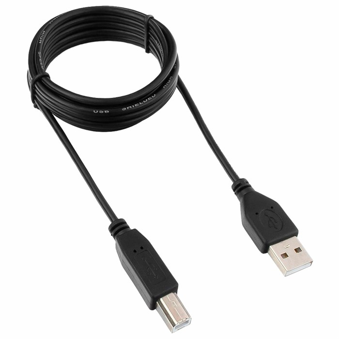 Кабель USB 2.0 AM-BM, 1,8 м, ГАРНИЗОН, медь, черный, пакет, GCC-USB2-AMBM-1.8M 514209 - фото 338291
