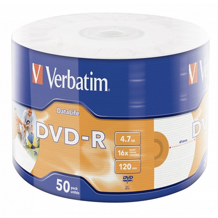 Диски DVD-R VERBATIM DataLife, 4,7 Гб, 16x, Bulk (термоусадка без шпиля), КОМПЛЕКТ 50 шт., 43791 514005 - фото 338419