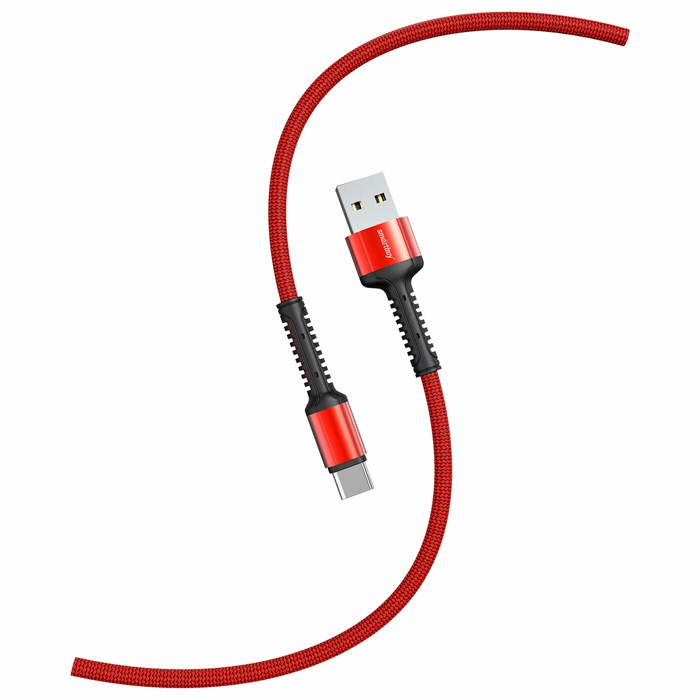 Кабель S26 USB – Type-C, 1 м, 3 А, SMARTBUY, для зарядки и передачи данных, красный, 93652 514172 - фото 338531