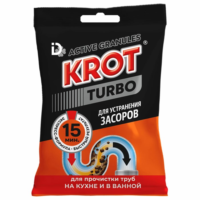 Средство для прочистки канализационных труб в гранулах 90 г КРОТ "Turbo" 701099 - фото 338559