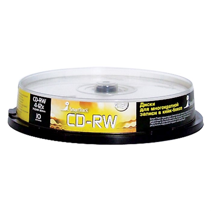 Диски CD-RW SMARTTRACK, 700 Мб 4-12x Cake Box (упаковка на шпиле), КОМПЛЕКТ 10 шт., ST000198 513991 - фото 338584