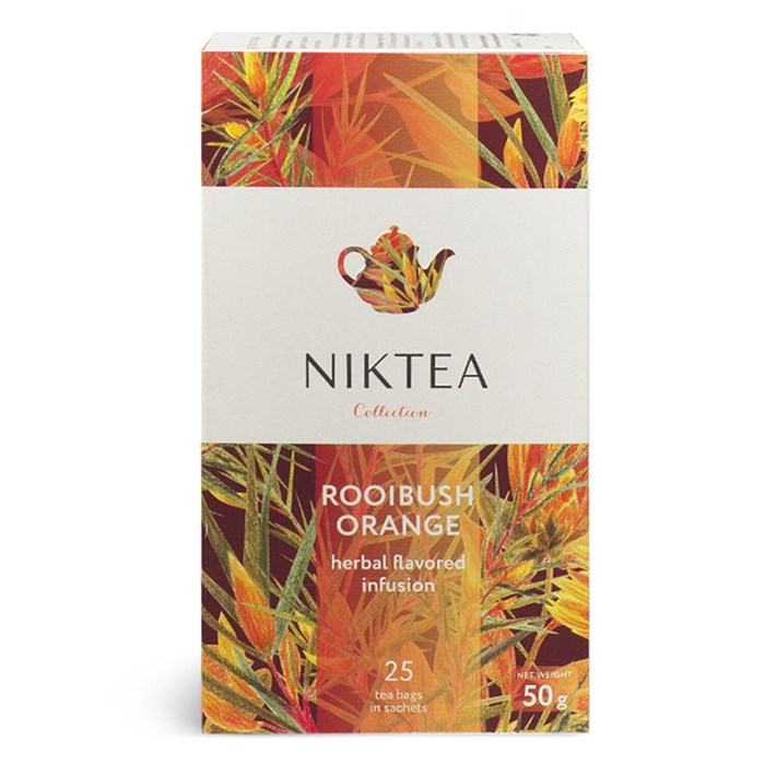 Чай NIKTEA "Ройбуш Оранж" травяной со вкусом апельсина, 25 пакетиков в конвертах по 2 г 624414 - фото 339280