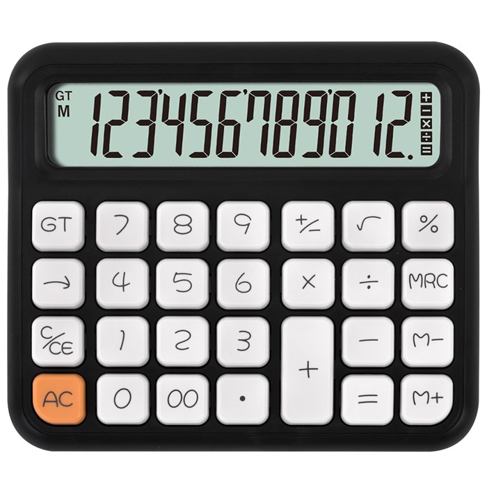 Калькулятор настольный BRAUBERG KW-1000-BK (152x132 мм), 3D-кнопки, 12 разрядов, черный, 272956 272956 - фото 339376