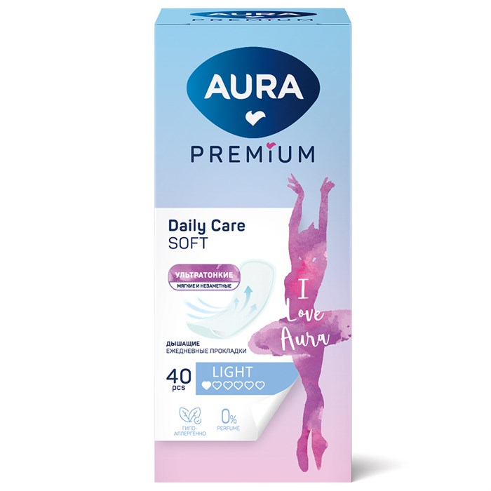 Прокладки женские ежедневные 40 шт., AURA Premium ультратонкие LIGHT 701703 - фото 339498