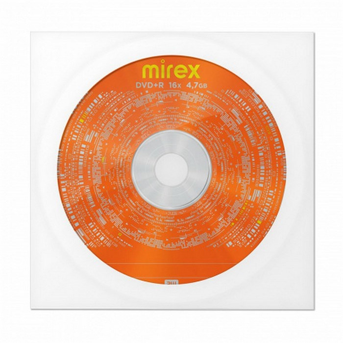 Диск DVD+R (плюс) MIREX, 4,7 ГБ, 16x, бумажный конверт, 1 штука, UL130013A1C 514014 - фото 339748