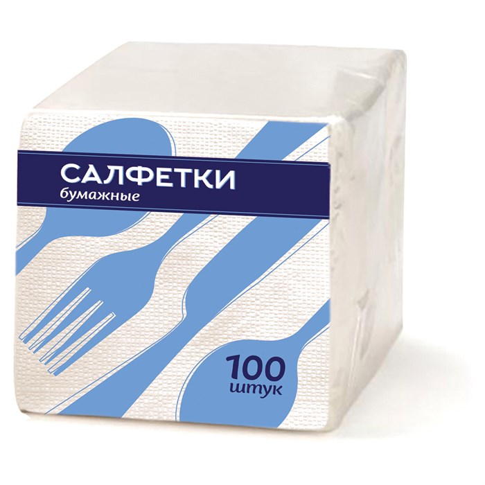 Салфетки бумажные 100 шт., 24х24 см, РОМАШКА, белые 117710 - фото 340257