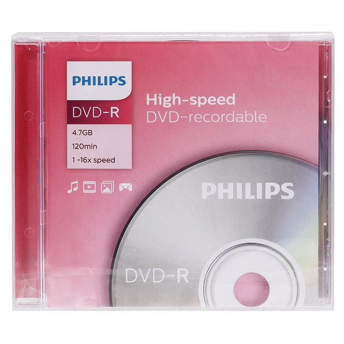 Диск DVD-R PHILIPS, 4,7 Гб, 16x, Slim Case (1 штука), DM4S6S01F/97 514198 - фото 341328