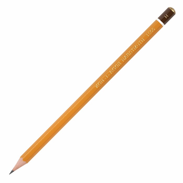 Карандаш чернографитный KOH-I-NOOR 1500, 1 шт., H, корпус желтый, заточенный 180491 - фото 342268