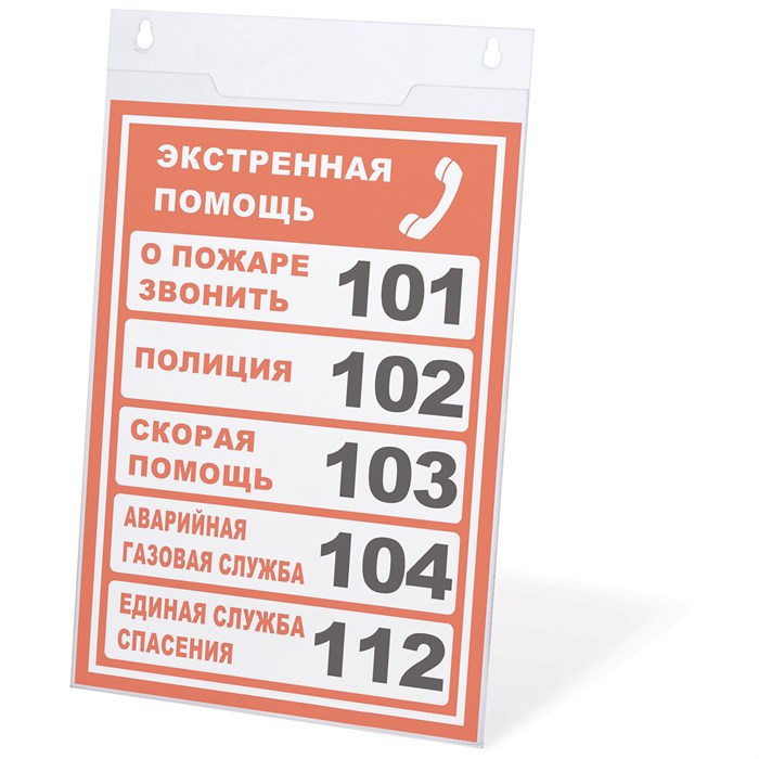 Подставка настенная для рекламных материалов ВЕРТИКАЛЬНАЯ (210х297 мм), А4, оргстекло, BRAUBERG, 290428 290428 - фото 342336