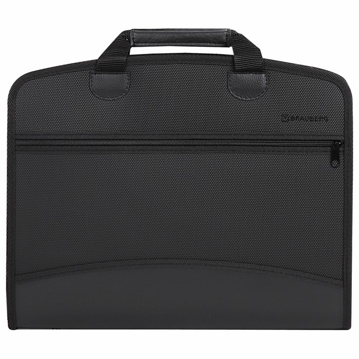 Папка-портфель пластиковая BRAUBERG А4+ (375х305х60 мм), 4 отделения, 2 кармана, на молнии, черный, 225169 225169 - фото 343479