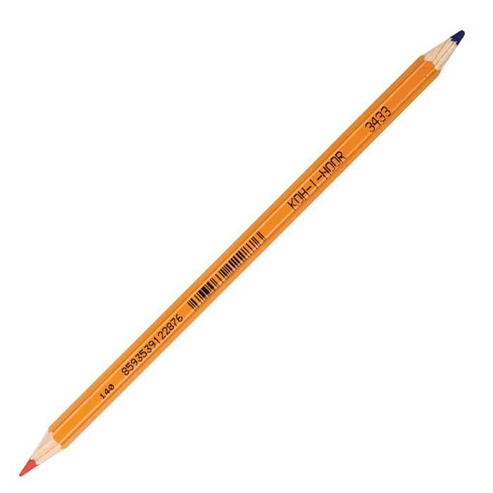 Карандаш двухцветный КРАСНО-СИНИЙ, KOH-I-NOOR, 1 шт., шестигранный, грифель 3,2 мм, натуральное дерево, 3433 181029