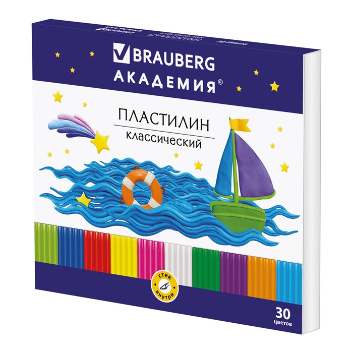 Пластилин классический BRAUBERG "АКАДЕМИЯ", 30 цветов, 600 г, со стеком, ВЫСШЕЕ КАЧЕСТВО, 105900 105900 - фото 346226