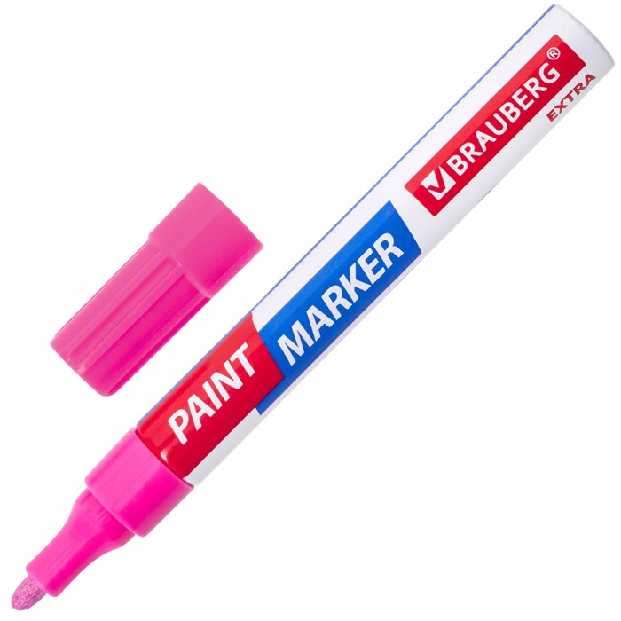 Маркер-краска лаковый EXTRA (paint marker) 4 мм, РОЗОВЫЙ, УСИЛЕННАЯ НИТРО-ОСНОВА, BRAUBERG, 151986 151986 - фото 346404