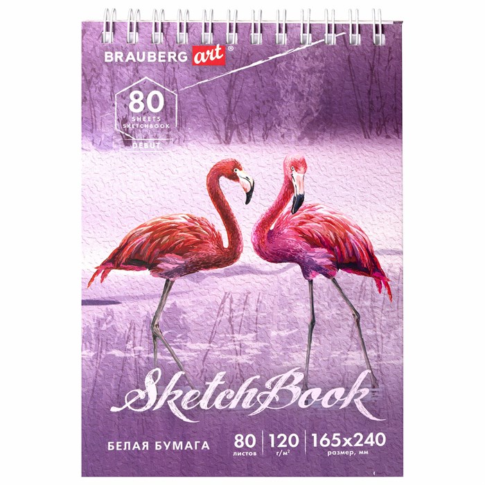 Скетчбук, белая бумага 120 г/м2 165х240 мм, 80 л., гребень, твердая обложка, BRAUBERG ART DEBUT, 112990 112990 - фото 348261