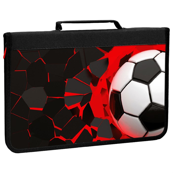 Папка на молнии BRAUBERG А4 с ручкой, с органайзером, 1 отделение, "Black football", 270992 270992 - фото 349426