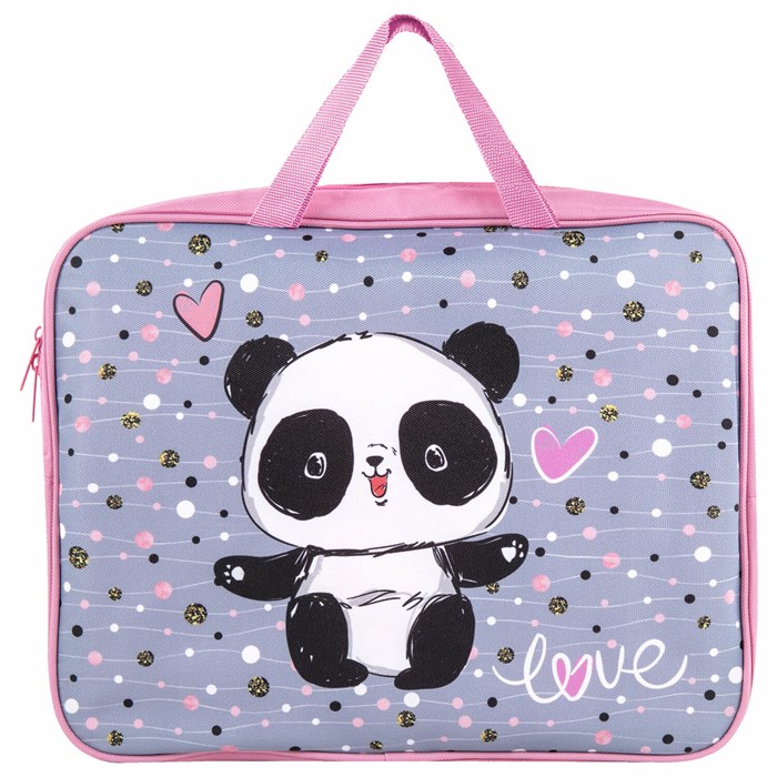 Папка на молнии с ручками BRAUBERG А4, 1 отделение, полиэстер, 80 мм, "Funny panda", 271127 271127 - фото 350056