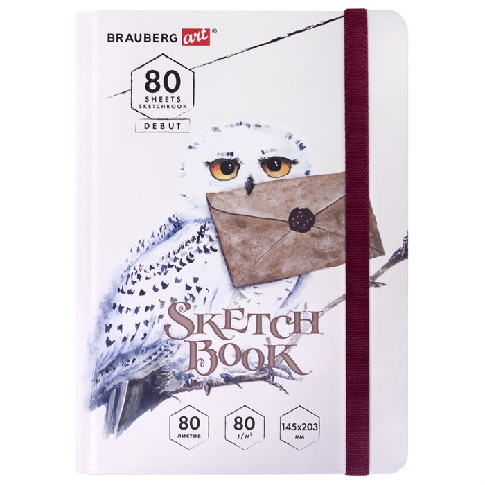 Скетчбук, белая бумага 80 г/м2, 145х203 мм, 80 л., резинка, твердый, BRAUBERG ART DEBUT "Хогвартс", 114581 114581 - фото 350362