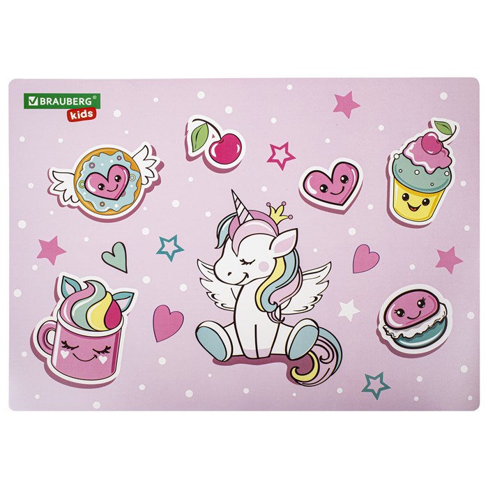Настольное покрытие BRAUBERG KIDS, А3+, пластик, 46x33 см, "Unicorn dreams", 271730 271730 - фото 351031