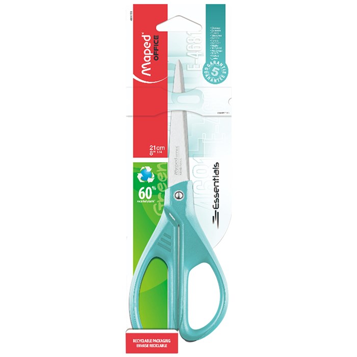 Ножницы MAPED "Essentials Color", 210 мм, бирюзовые, эргономичные ручки, 468111 238306 - фото 351823