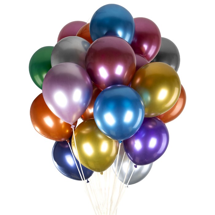 Шары воздушные 30 см, 20 штук, "ХРОМ", ассорти, BRAUBERG KIDS, 591887 591887 - фото 352110