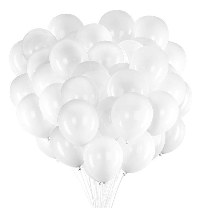 Шары воздушные 30 см, 100 штук, "ОДНОЦВЕТНЫЕ", белые, BRAUBERG KIDS, 591875 591875 - фото 352225