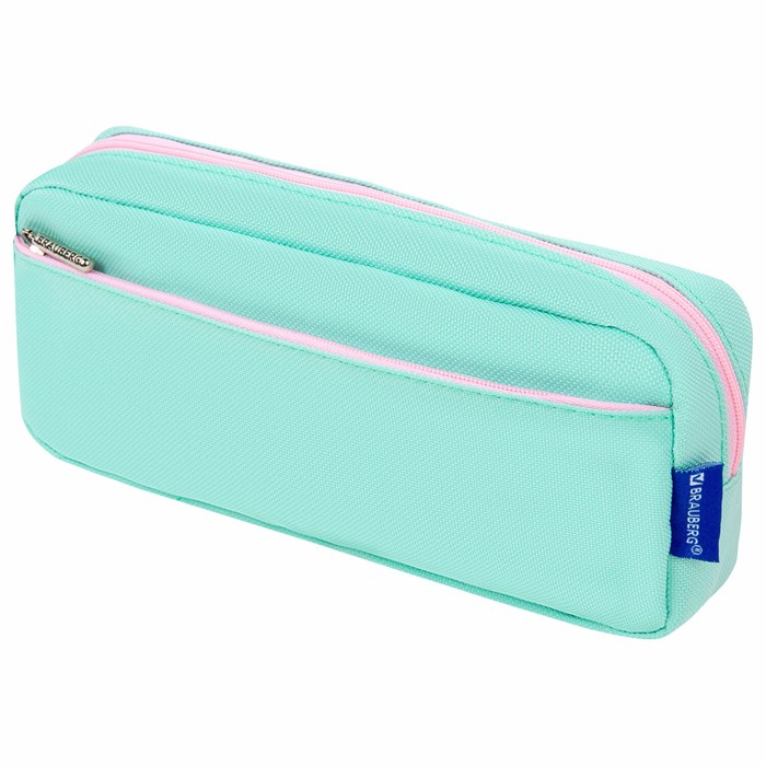 Пенал мягкий BRAUBERG PASTEL, 2 отделения, мятный, 21х9,5х5 см, 272275 272275 - фото 354891