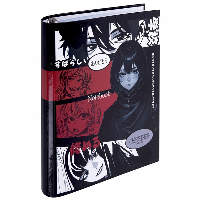 Тетрадь на кольцах А5 175х215 мм, 120 листов, твердый картон, клетка, BRAUBERG, "Anime Manga", 404715 404715 - фото 355705