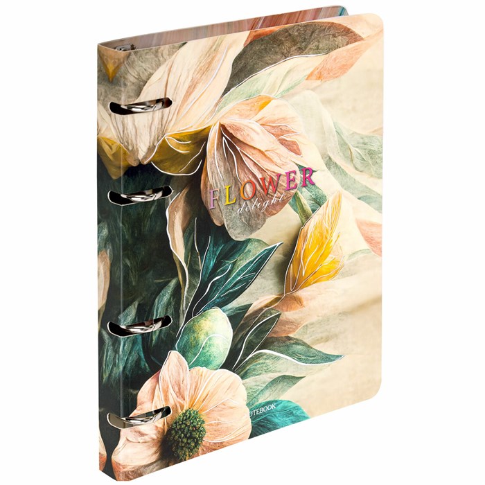 Тетрадь на кольцах А5 160х212 мм, 120 листов, картон, фольга, клетка, BRAUBERG, "Delicate flowers", 404737 404737 - фото 355861