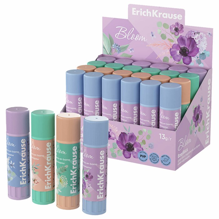 Клей-карандаш ERICH KRAUSE "EasyStick Pastel Bloom", 13 г, 60498 272910 - фото 355919