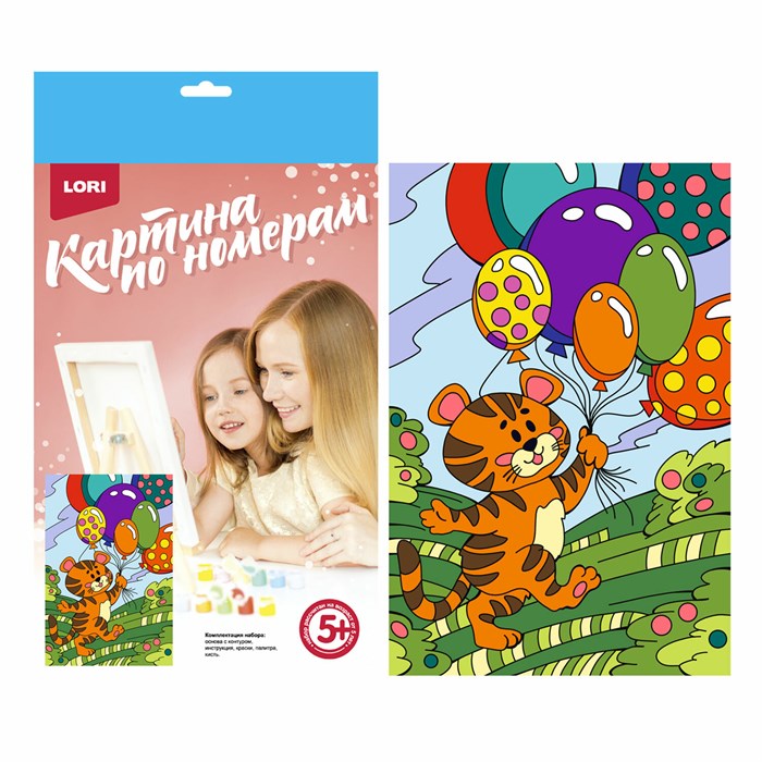 Картина по номерам для детей, АССОРТИ, основа картон, краски, кисть, палитра, LORI 665850 - фото 356145