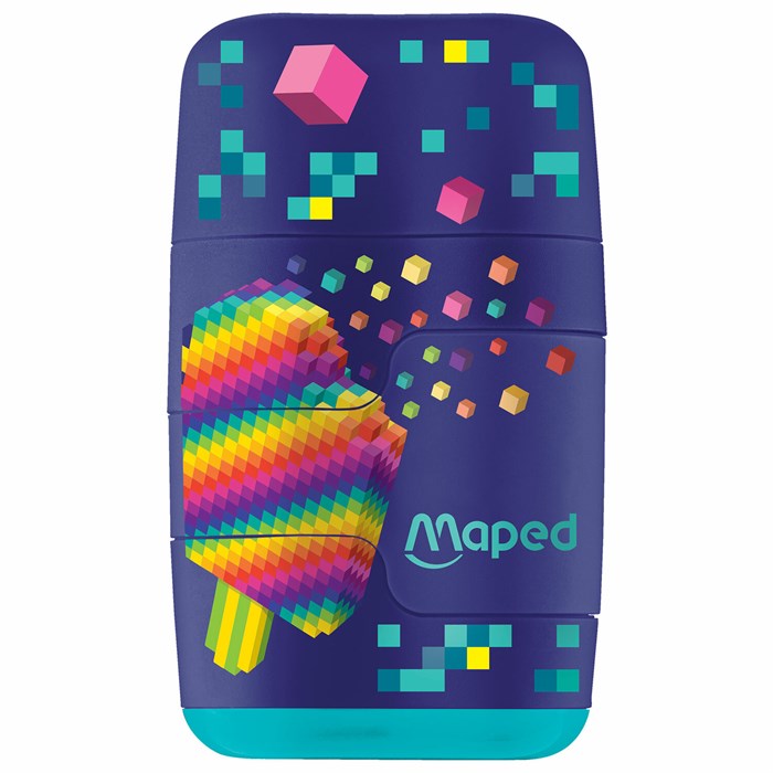 Точилка с ластиком 2 в 1 MAPED (Франция) "Pixel Party Connect", 2 отверстия, 049223 272972 - фото 356227