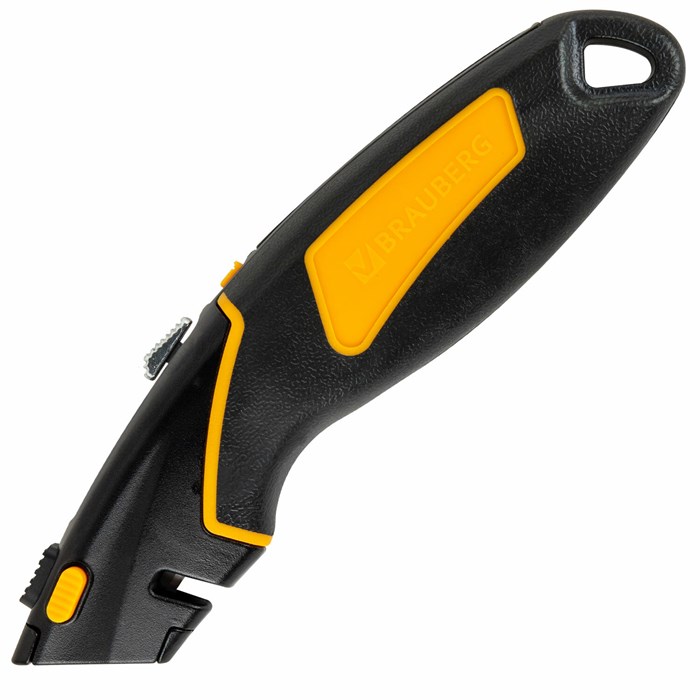 Нож универсальный мощный цинковый BRAUBERG METALLIC PRO, автофиксатор, резиновые вставки, 238738 238738 - фото 357355