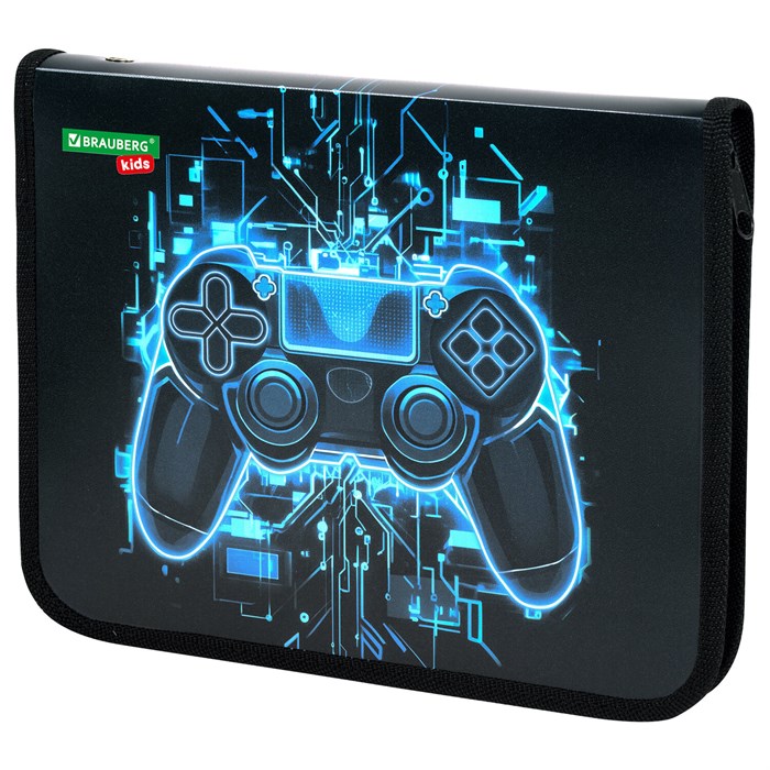 Папка для тетрадей BRAUBERG KIDS А5, 1 отделение, пластик, молния вокруг, "Digital gamepad", 273326 273326 - фото 358186