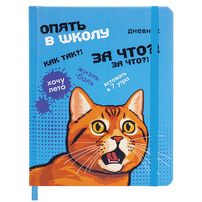 Дневник 1-11 класс 48 л., кожзам (твердая), печать, резинка, конверт, BRAUBERG, "Опять в школу", 107231 107231 - фото 358610