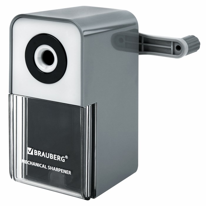 Точилка механическая BRAUBERG CLASSIC, для чернографитных и цветных карандашей, корпус светло-серый, 272002 272002 - фото 359691