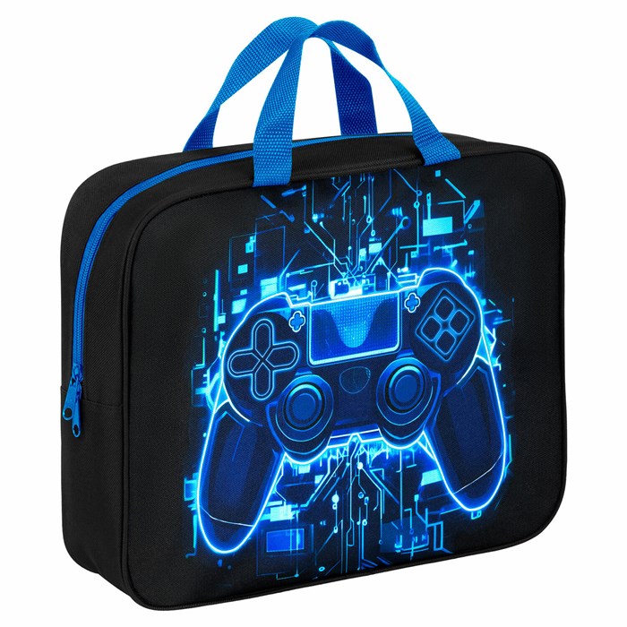 Папка на молнии с ручками BRAUBERG KIDS А4, 1 отделение, полиэстер, 80 мм, "Digital gamepad", 273316 273316 - фото 360347