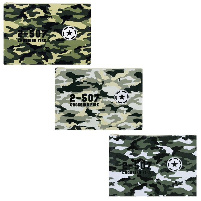 Папка для тетрадей ПИФАГОР А4, 1 отделение, ПВХ, на молнии, ассорти "Camouflage", 32x23 см, 273830 273830 - фото 360589