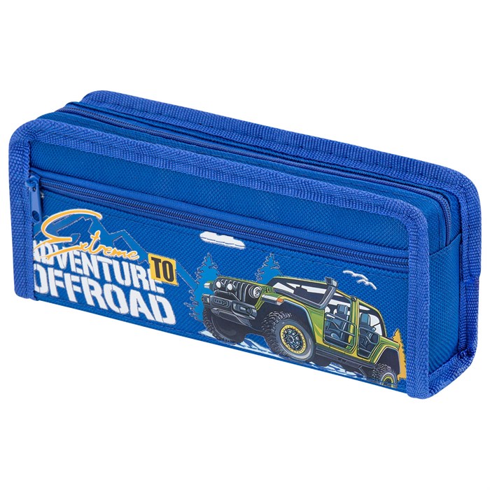 Пенал ЮНЛАНДИЯ ЮНИОР, 2 отделения, полиэстер, "Offroad", 21х8х6 см, 273813 273813