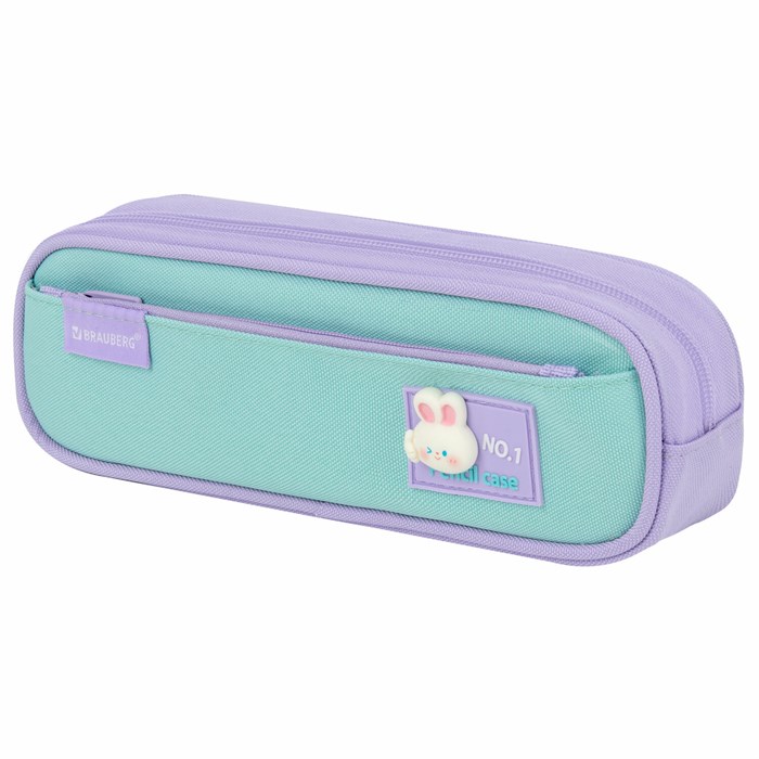 Пенал-футляр BRAUBERG, 2 отделения, 3D-элемент, полиэстер, "Cute bunny", 23х8х5 см, 273571 273571 - фото 361095