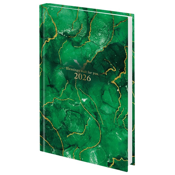 Ежедневник датированный 2026 145х215 мм, А5, STAFF, ламинированная обложка, "Green Marble", 117315 117315 - фото 361717