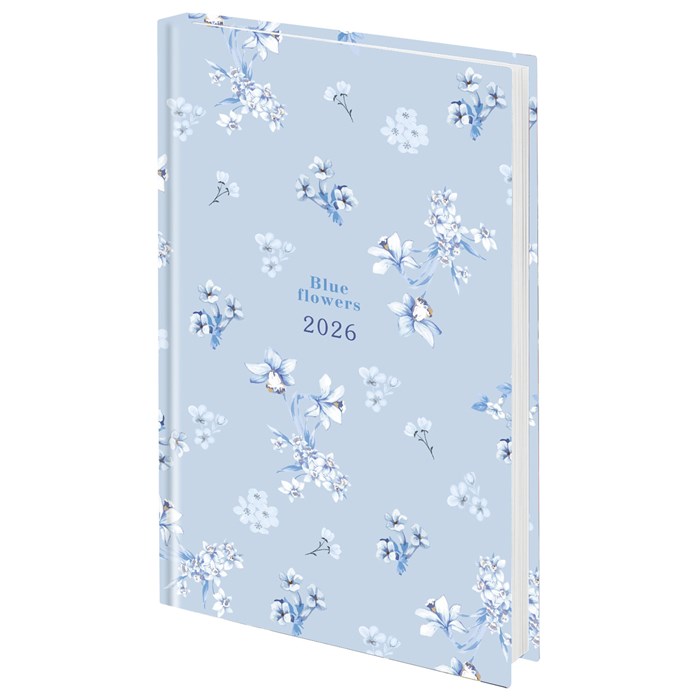 Ежедневник датированный 2026 145х215 мм, А5, STAFF, ламинированная обложка, "Blue Flowers", 117316 117316 - фото 361729