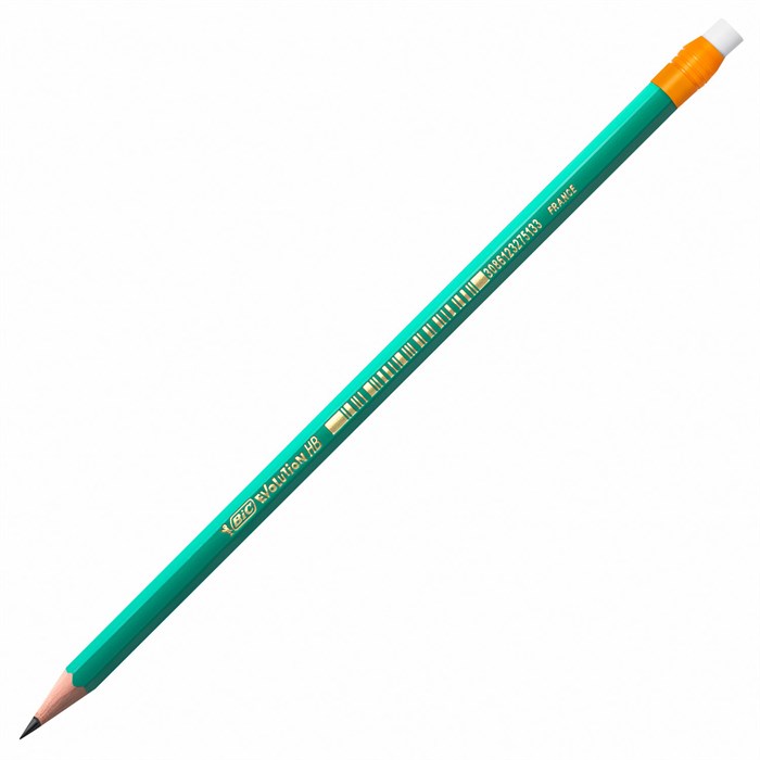 Карандаш чернографитный BIC, 1 шт., Evolution, HB, с ластиком, корпус зеленый, 8803323 180094 - фото 36218