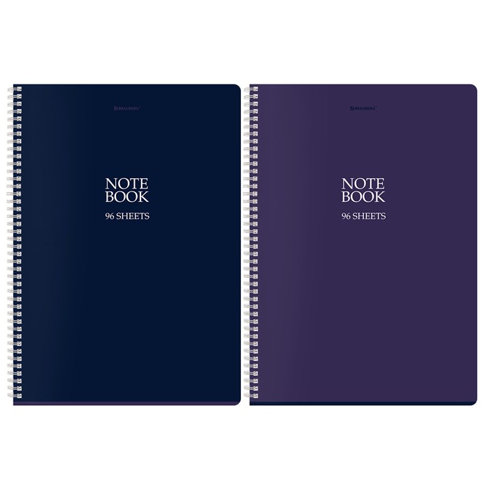 Тетрадь А4, 96 л., BRAUBERG, гребень, клетка, матовая ламинация, "NoteBookMono" (микс в спайке), 405315 405315 - фото 362243
